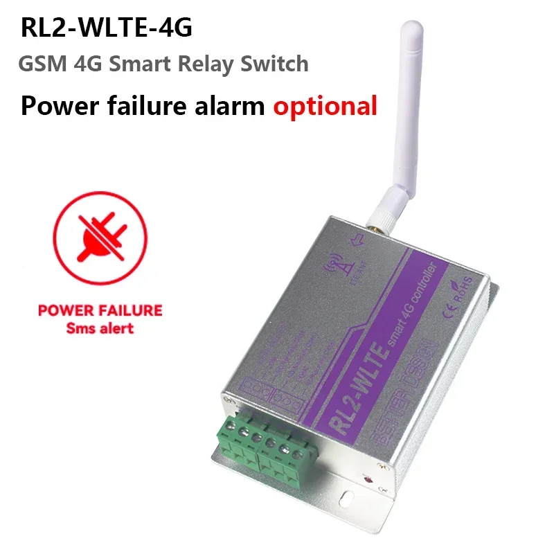 RL2-WLTE 2 Channel GSM 4G SMS APP Remote Control Relay Switch For Home Gate Door Opener SMS Call APP Control