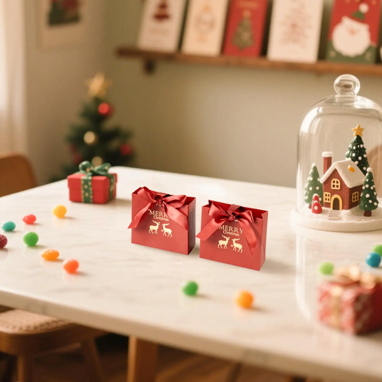 

Рождественские сумки-пакеты, 10 шт., с галстуком-бабочкой, рождественские праздничные сумки для лакомств для совместного использования фестиваля, семьи, празднования дома