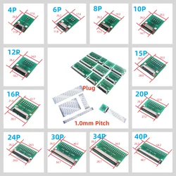 2 Sets FFC FPC Cable 4 6 8 10 12 15 16 20 24 30 34 40 Pin 1.0mm Pitch to 2.54 mm DIP PCB Adapter Same Reverse Contact Sides