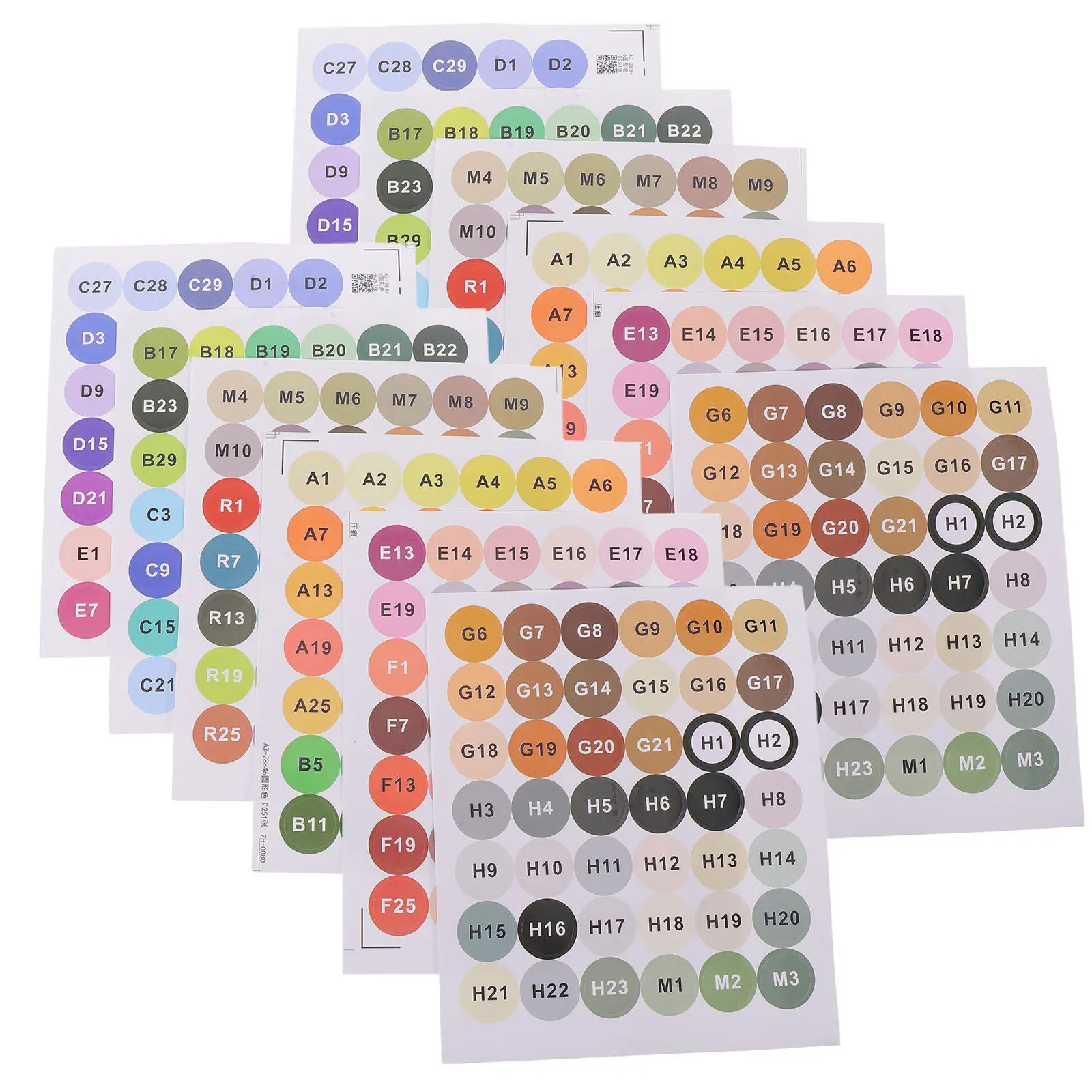 72Sheets Multicolor Number Stickers Round Colored Dot Labels Self Adhesive for Bead Storage Mosaic Drill Classroom Color Coding
