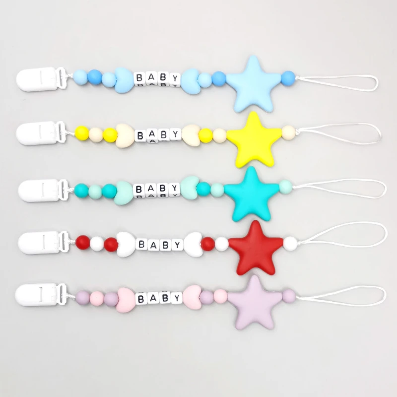 Baby angepasst DIY personal isierte Name Schnuller Clips Ketten Silikon Perlen Neugeborenen Dummy Nippel Halter Kette Zahnen Spielzeug Geschenk