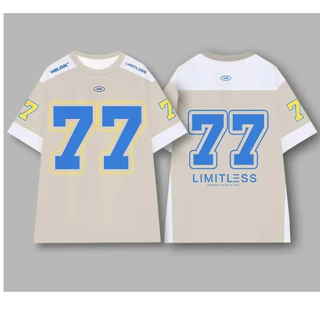 77 Eishockey Kurzarm American Retro Herren und Damen Casual Sports Spleißen Basketball Hip Hop lose schnell trocknende T-Shirt