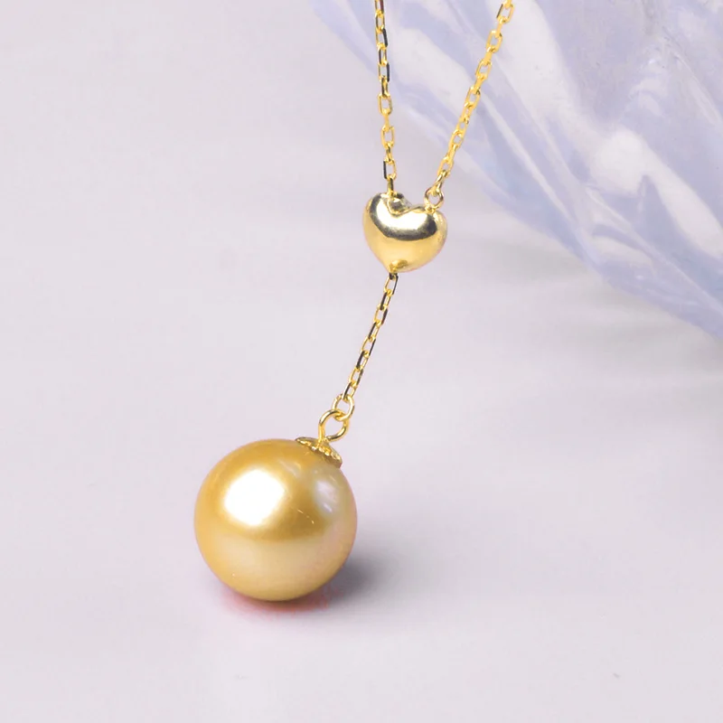

NYMPH New Real 18K Gold Necklace Pendnat Natural South sea Pearl Pure AU750 Love Chain for Women Fine Jewelry Gift
