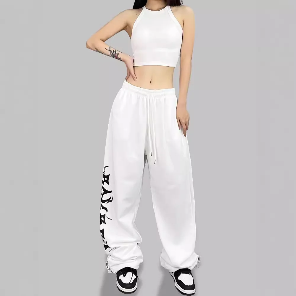 Street retro hip hop wide leg loose sweatpants women spring and autumn jazz hip hop mopping jazz dancing slacks