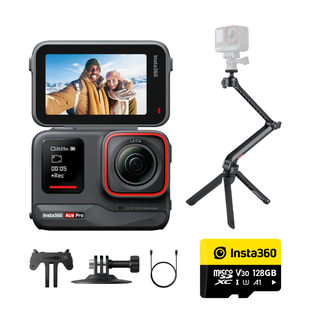 Insta360 Ace Pro Creator Kit - Waterproof Action Camera Co-Engineered with Leica, Flagship 1/1.3" Sensor and AI Noise Reduction