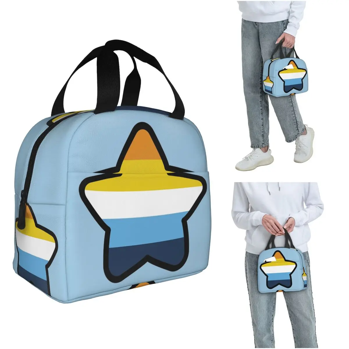 Aroace Flag Star Insulated Lunch Bag for Women Children Portable Food Boxes Thermal Lunch Box Tote