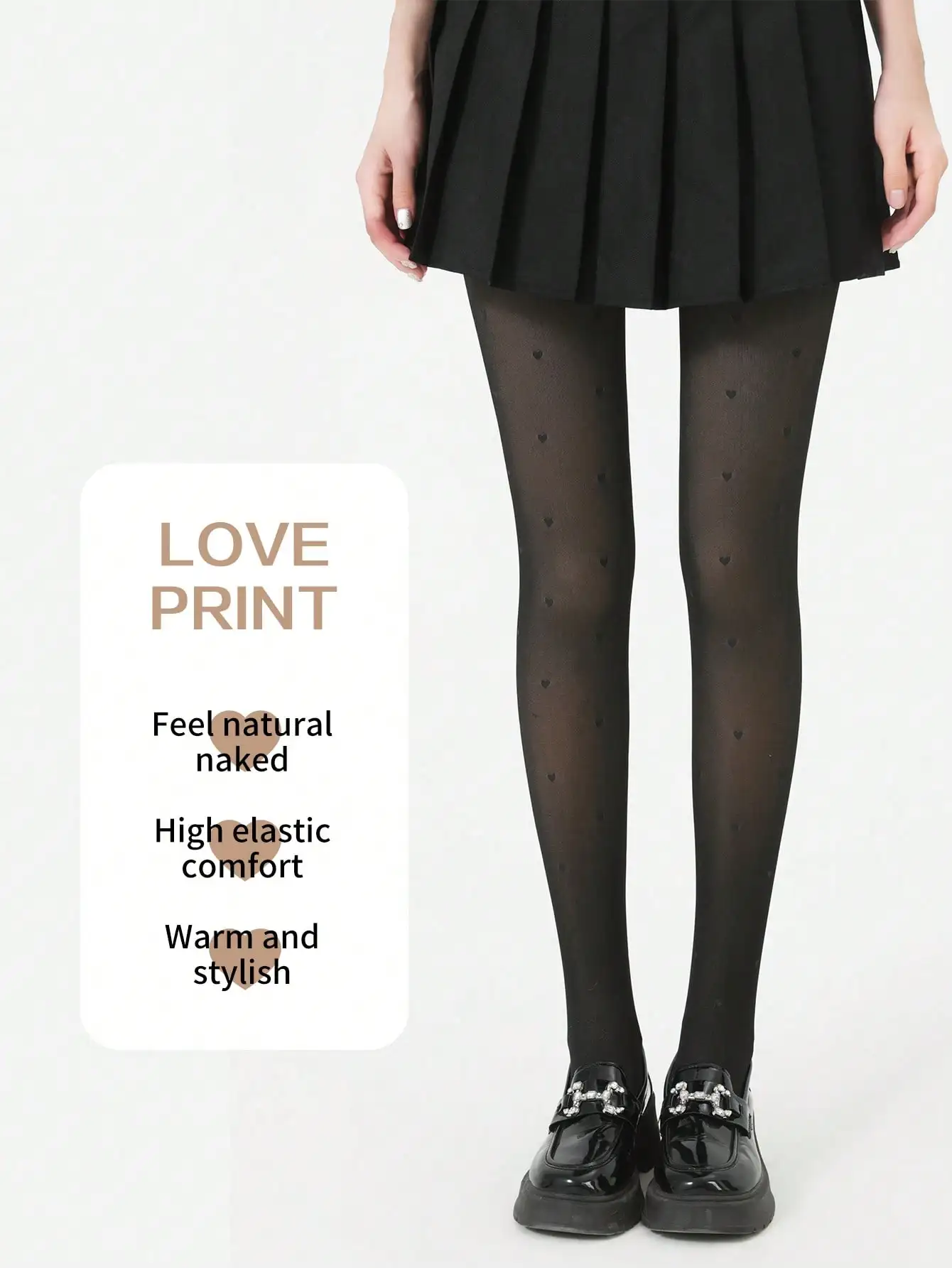 

1pc Women's Sexy Sheer Black Heart Tights, Autumn/winter Pantyhose For Business & Sexy Look