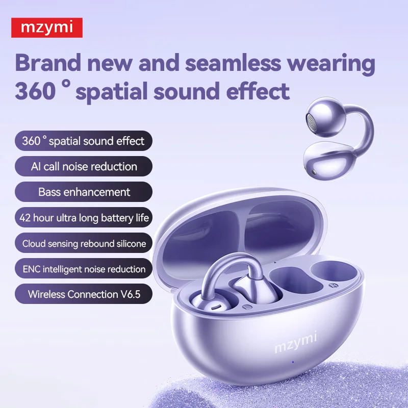 

mzymi New M91 TWS Wireless Earbuds Bluetooth5.4 ENC Noise Reduction EarClip Headphone Sports Waterproof Headet