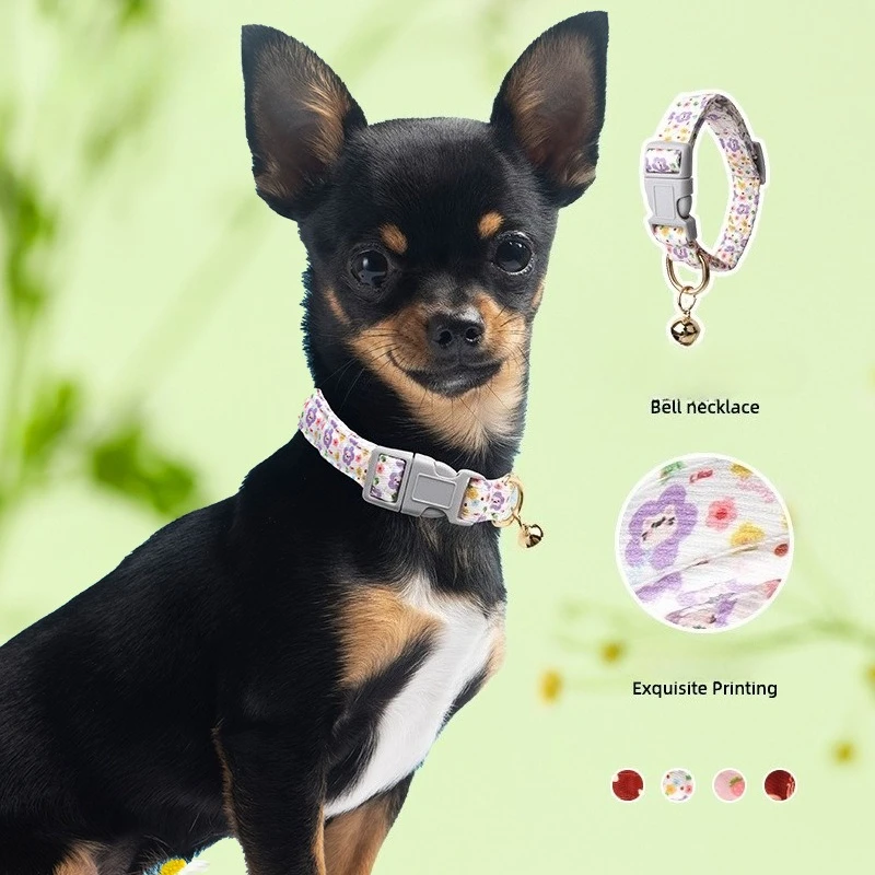 

New Pet Collars with Small Bells Printed Dog Collars Puppy Anti-Lost Collars Cat & Dog Wholesale Harnesses