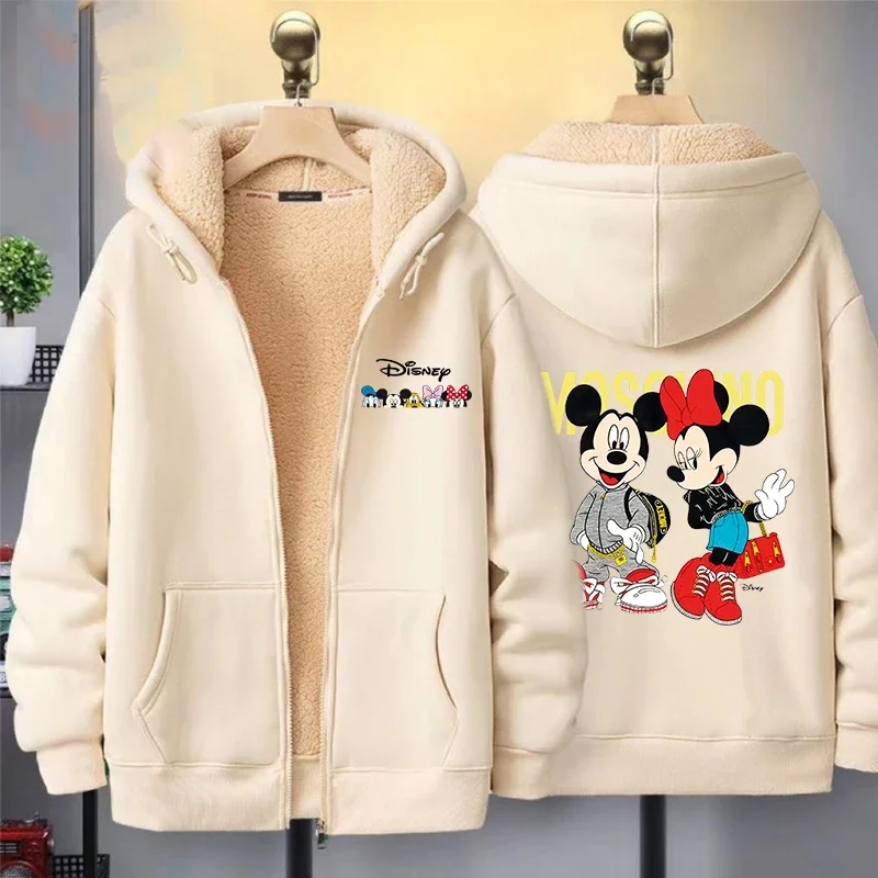 Mickey Mouse Women Zipper Hoodie Sweatshirt Girl Winter Keep Warm Jacket Womens Oversized Thick Streetwear Casual Hoody Coat Top