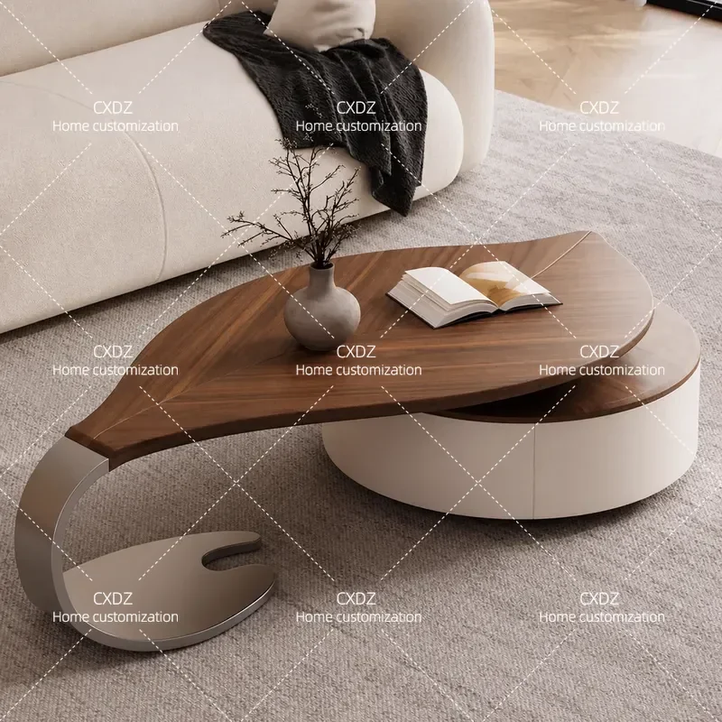 Medieval Style Solid Wood Walnut Coffee Table with Metal Frame Living Room Furniture Storage Cabinet for Villa High End Decor