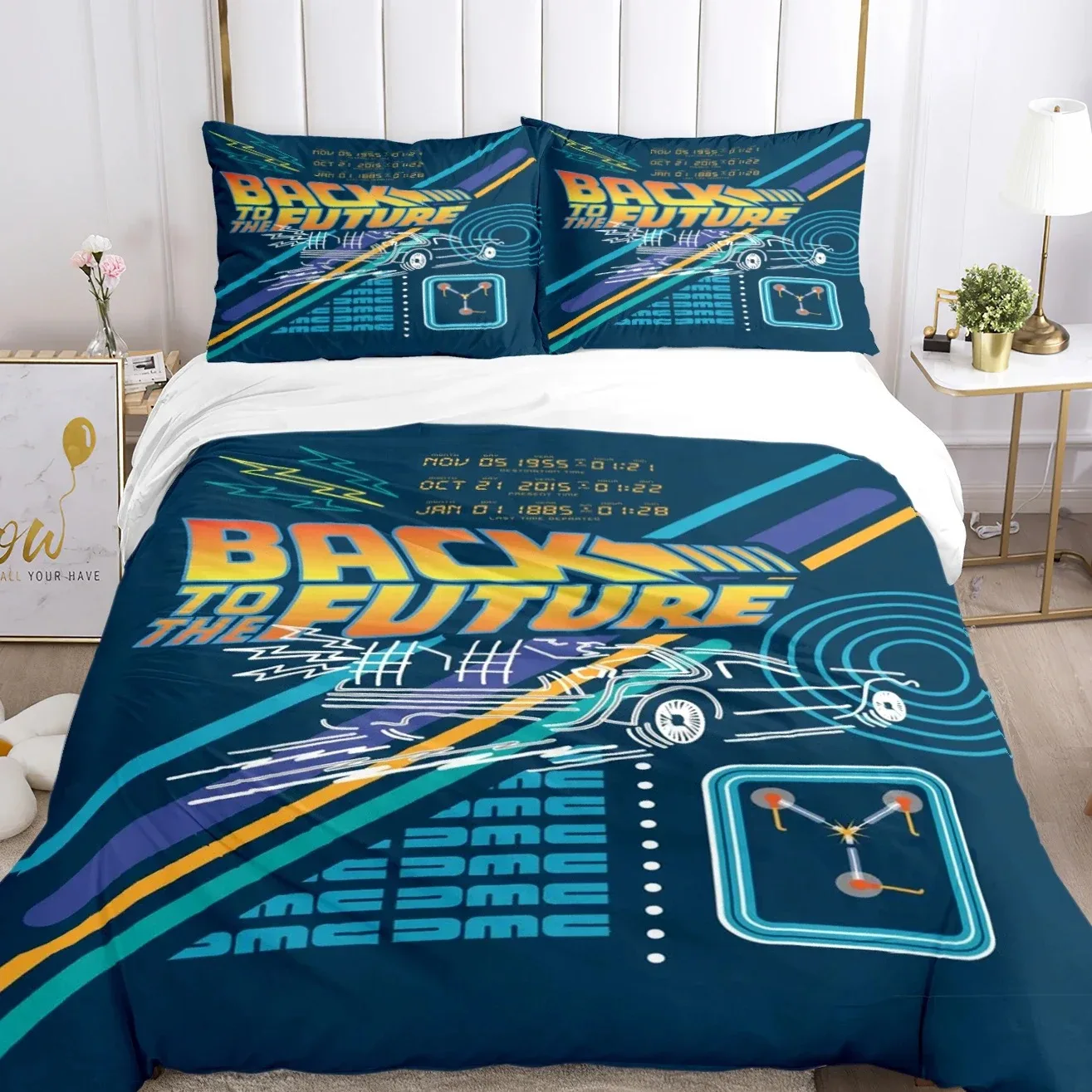 3D Cute Kawaii Duvet Cover Back To The Future Canary Bedding Set Kid Covers Boy Bed Linen Set for Teens Single Double Queen King