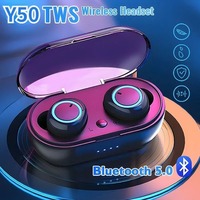 Y50 TWS Wireless Bluetooth 5.0 Earphones Touch Control 9D Stereo Headset with Mic Sport Earphones Waterproof Earbuds LED Display