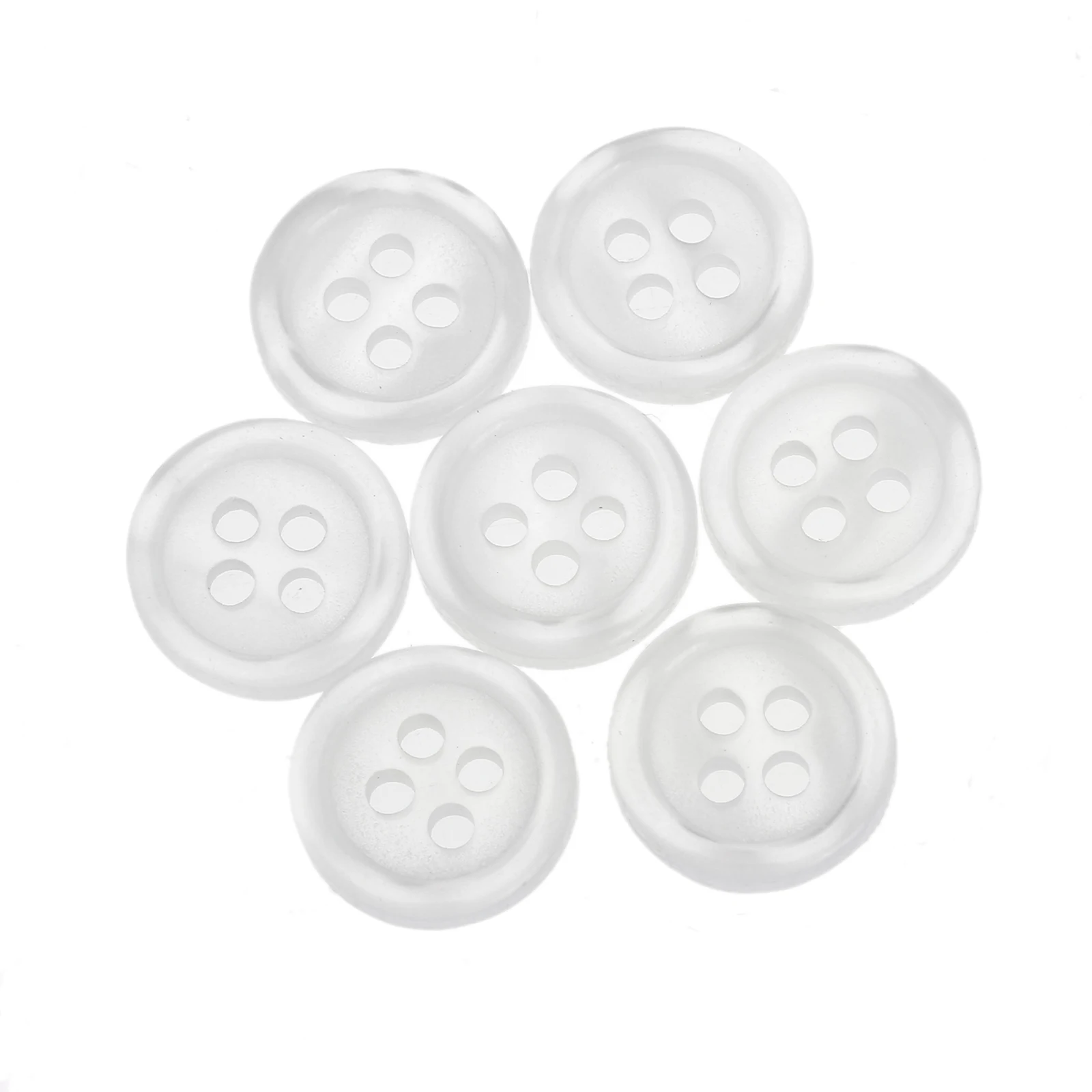 100pcs Round 4 Holes Plastic Clear White Sewing Buttons for Clothing Shirt Jeans Clothes Home Crafts DIY Decoration 10mm/11.5mm