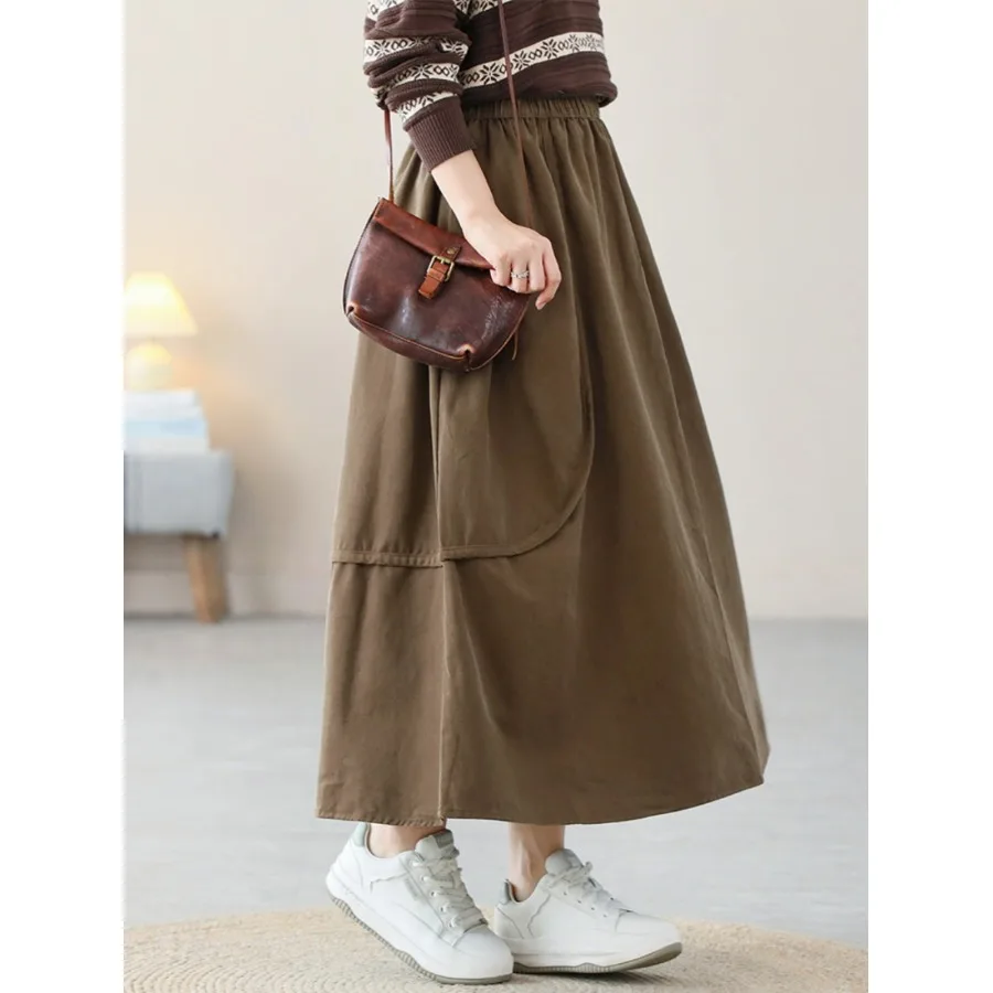 

Artistic High Waist A-Line Midi Skirt Women's Loose Slimming Casual Fulln Umbrella Skirt Spring 2025 New Arrival