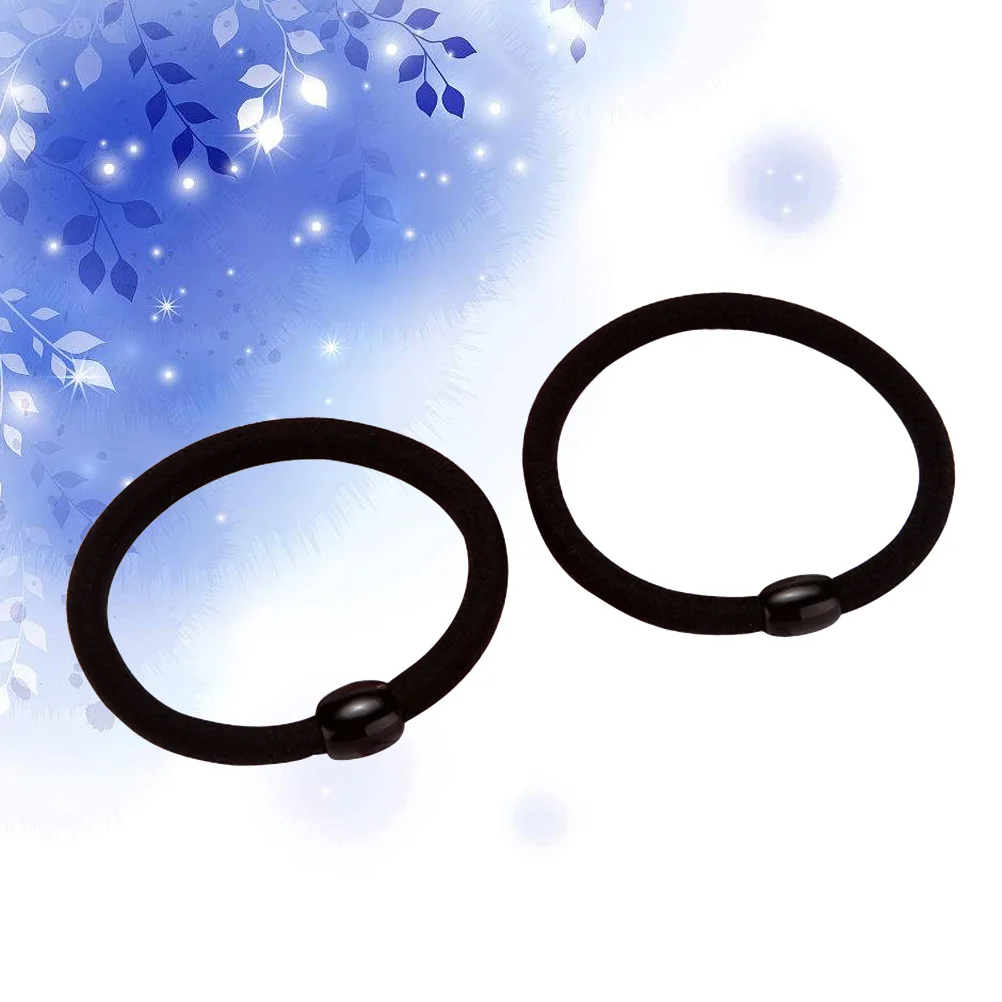 

50pcs Black Bean Ropes Elastic Ties Simple Design For Daily Wear Ponytail Holder Hair Band Women Fashion Hair Accessories