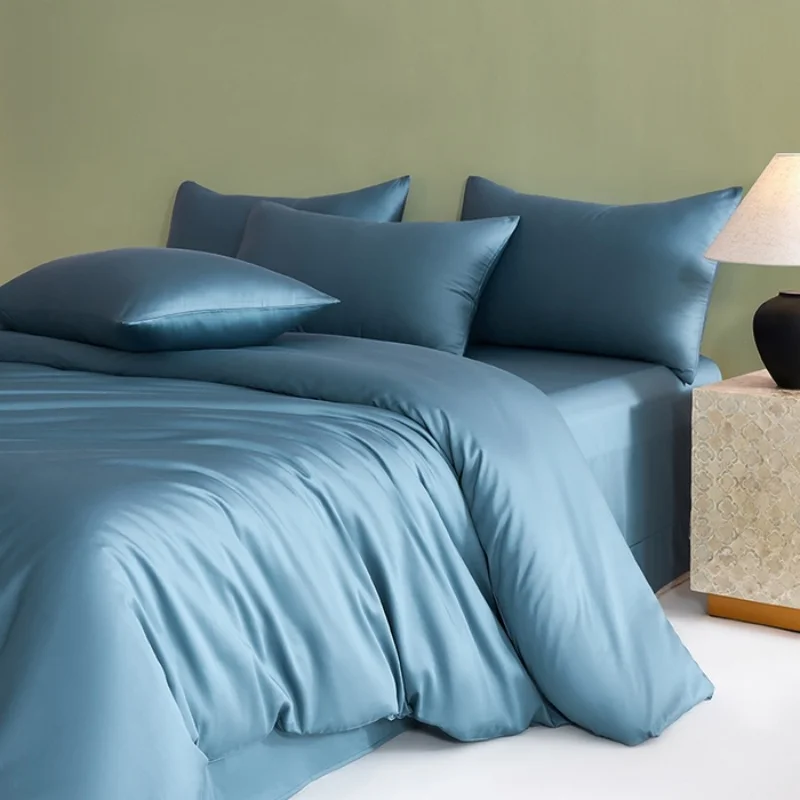 1Pc 228*228Cm Duvet Cover Silky Lyocell Fiber Quilt Cover B…