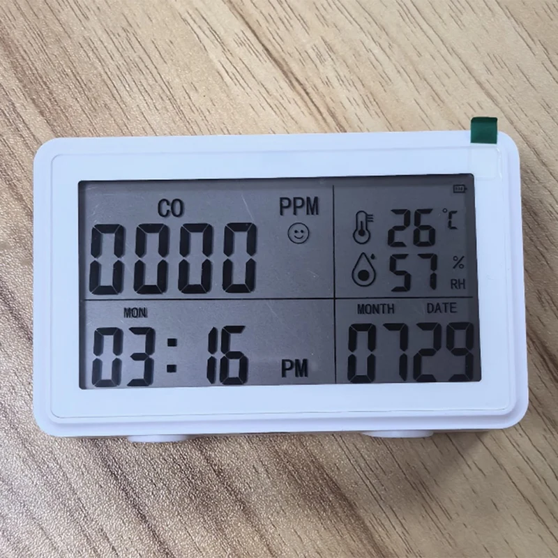 N15R-Tuya Wifi Smart Desktop Clock With Alarm Calendar Thermometer Hygrometer CO Detector LCD Display For Alexa And Google