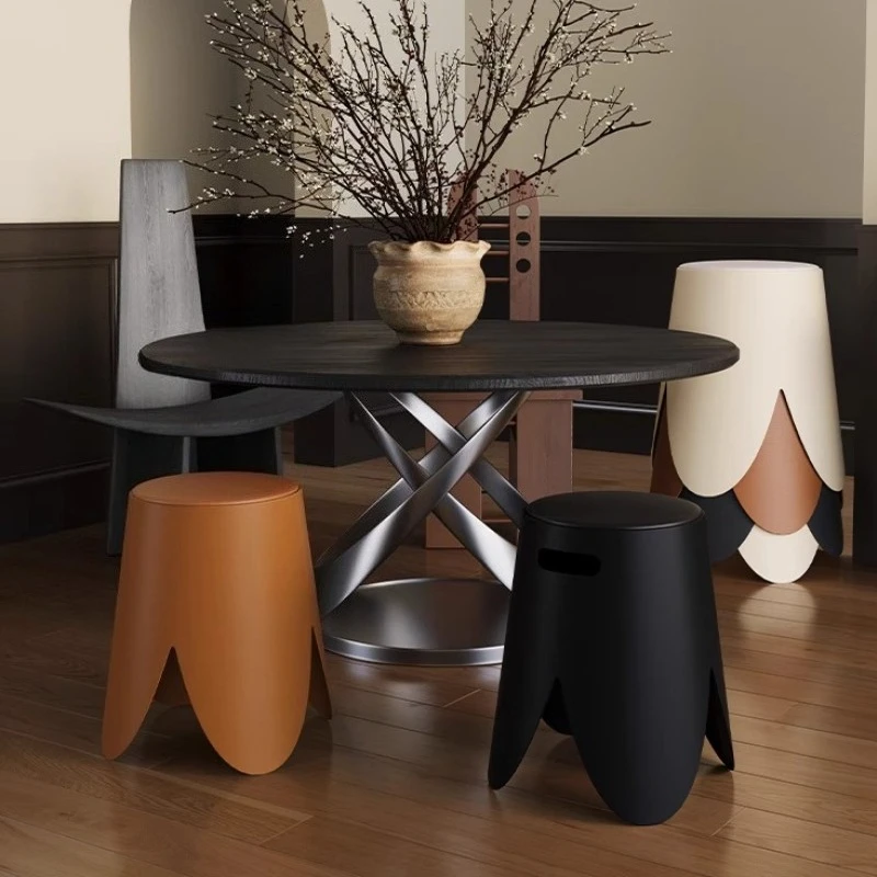 Modern simple plastic stackable round stool dining room chairs Chairs for kitchen Dresser chair Hallway ottoman home furniture