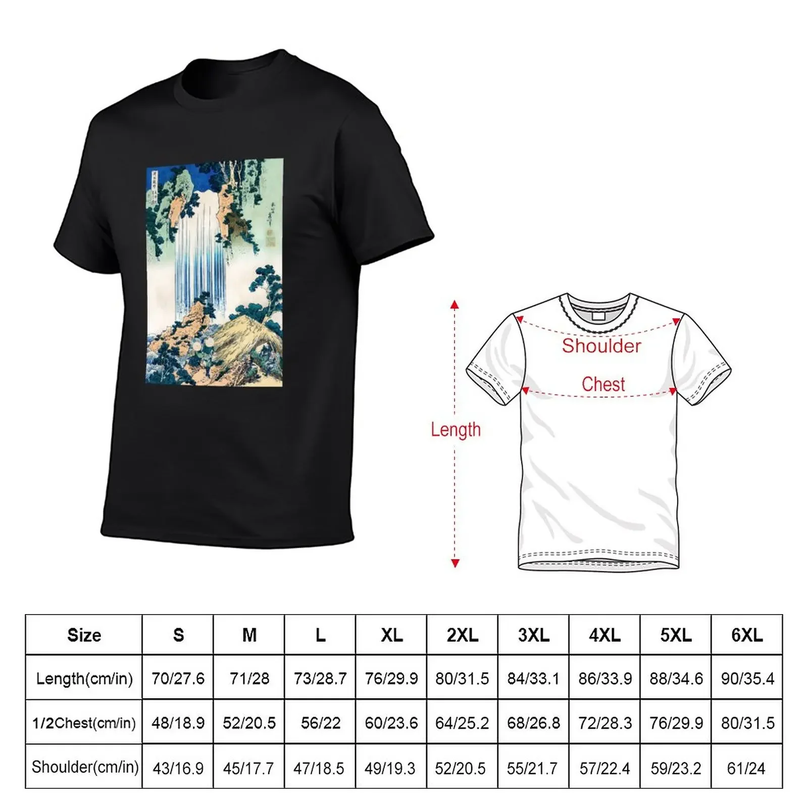 Katsushika Hokusai, Yoro Waterfall in Mino Province T-Shirt street wear plain t shirts men