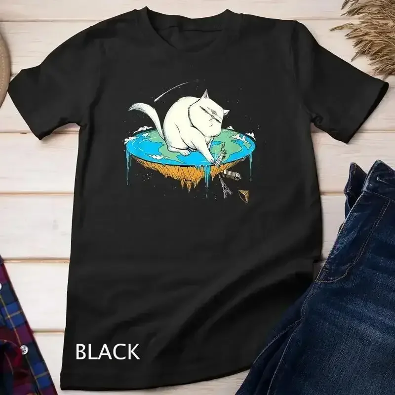 Funny Cat Flat Earth Tshirt Gift For Cat Lovers Unisex T shirt
