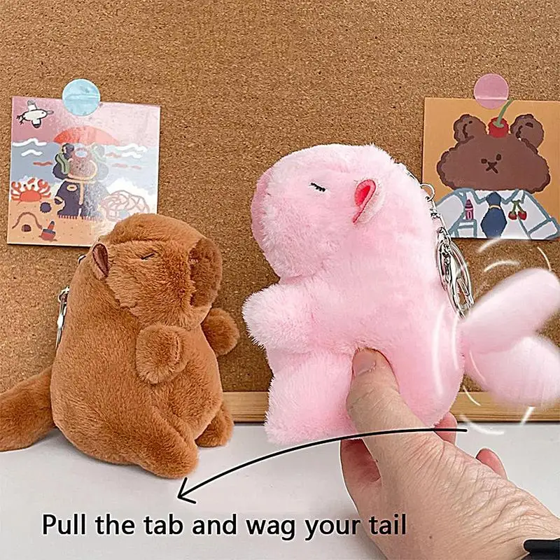 11cm Super soft capybara plush toys cute wagging tail doll creative keychain backpack accessories pendant kids gift couple