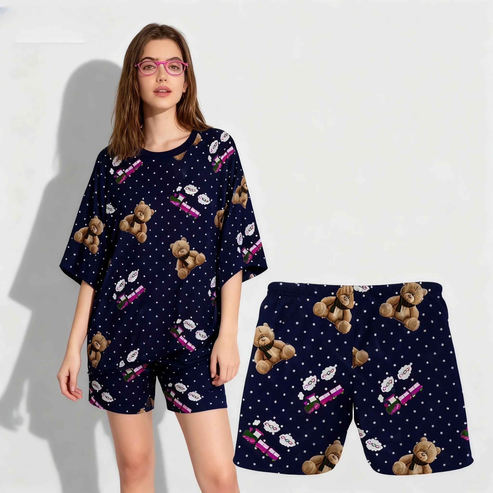

25/26 Hot Kpop Witch Hunt Same Cute Pajama Summer T-shirt Set Shorts Oversized Women's Men's Adult Children's Set