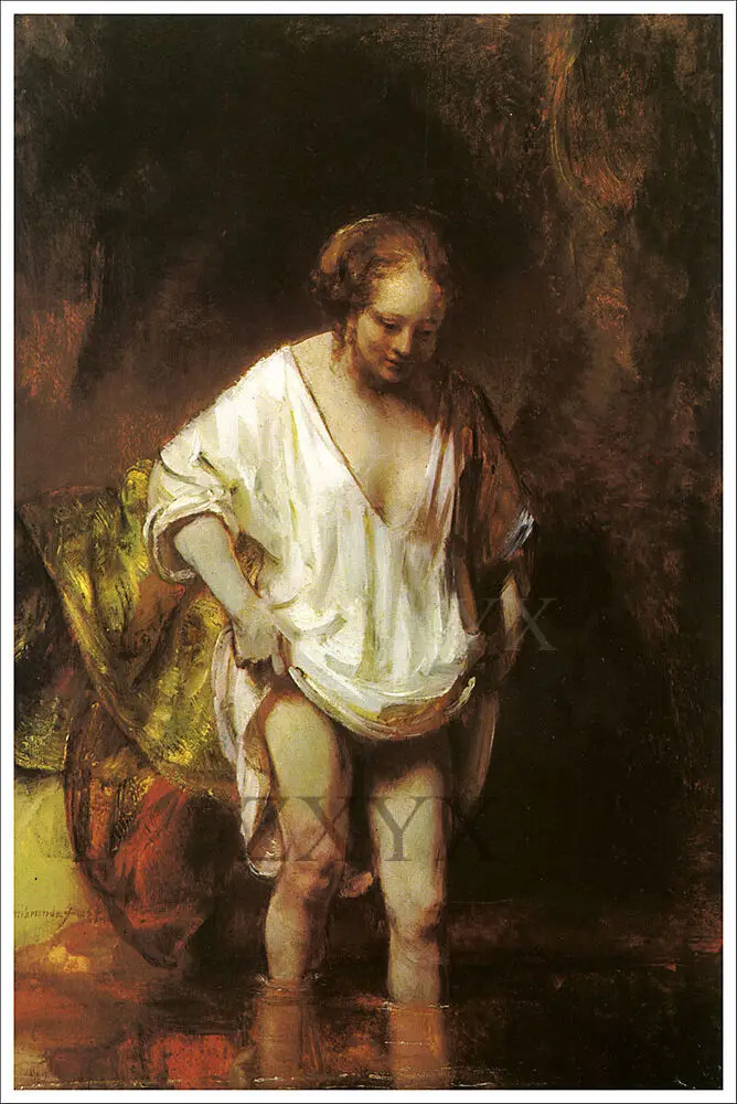 Artist Rembrandt Van Rijn Fine Art Poster Print of Painting A Woman Bathing