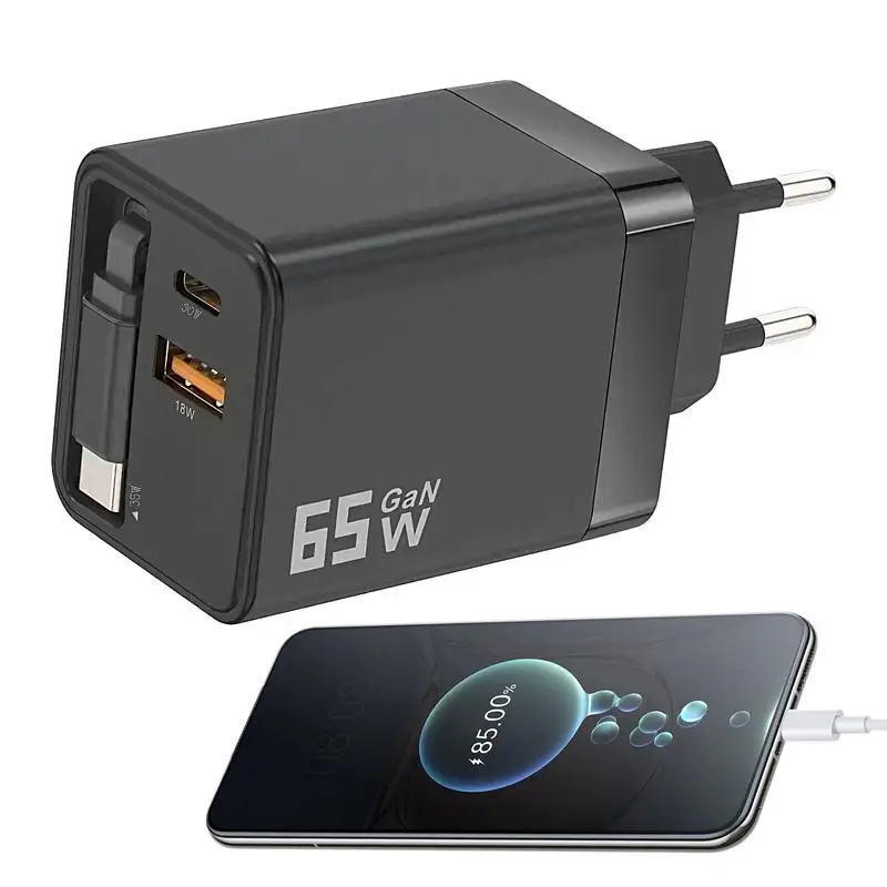 

Retractable Phone Charger Wall Plug 65w Retractable Charger Wall Plug Block Adapter Station Portable Plug For Laptop Driver Car