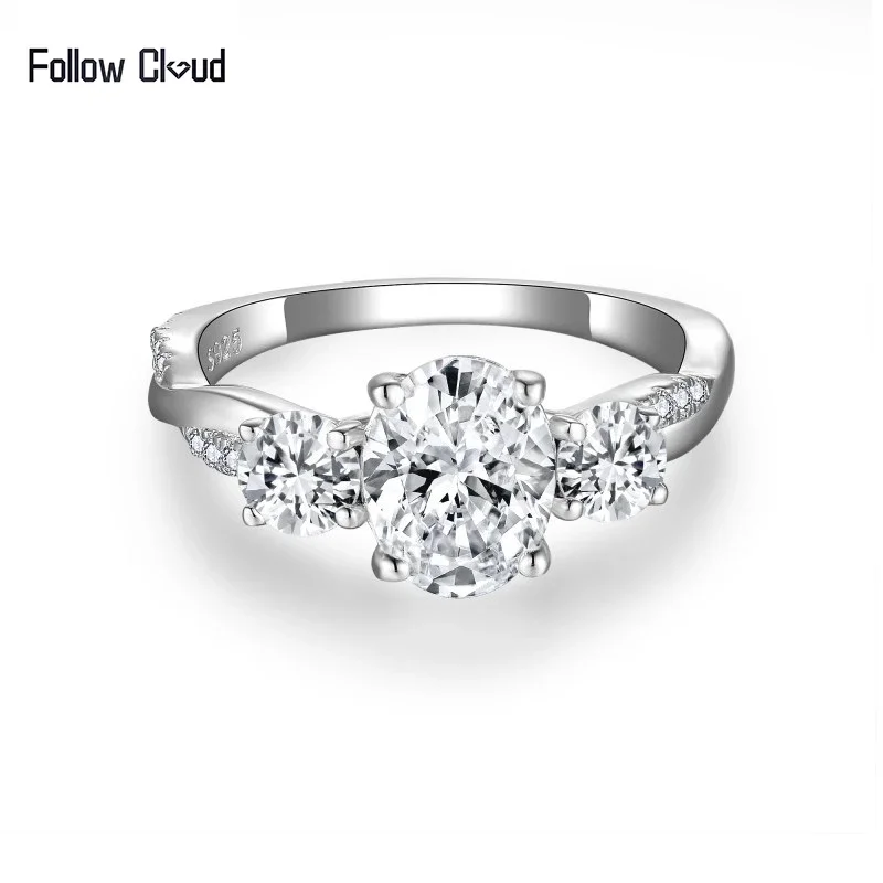 

Follow Cloud 1.5ct 6*8mm Moissanite Diamond Ring Oval Cut with Certificate for Women 925 Sterling Silver Eternity Wedding Band