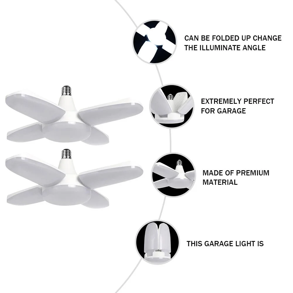 

2 Pcs Foldable Garage Ceiling Lights LED Dome 4 Panel Overhead for Warehouse Basement EnergySaving CorrosionResistant Adjustable