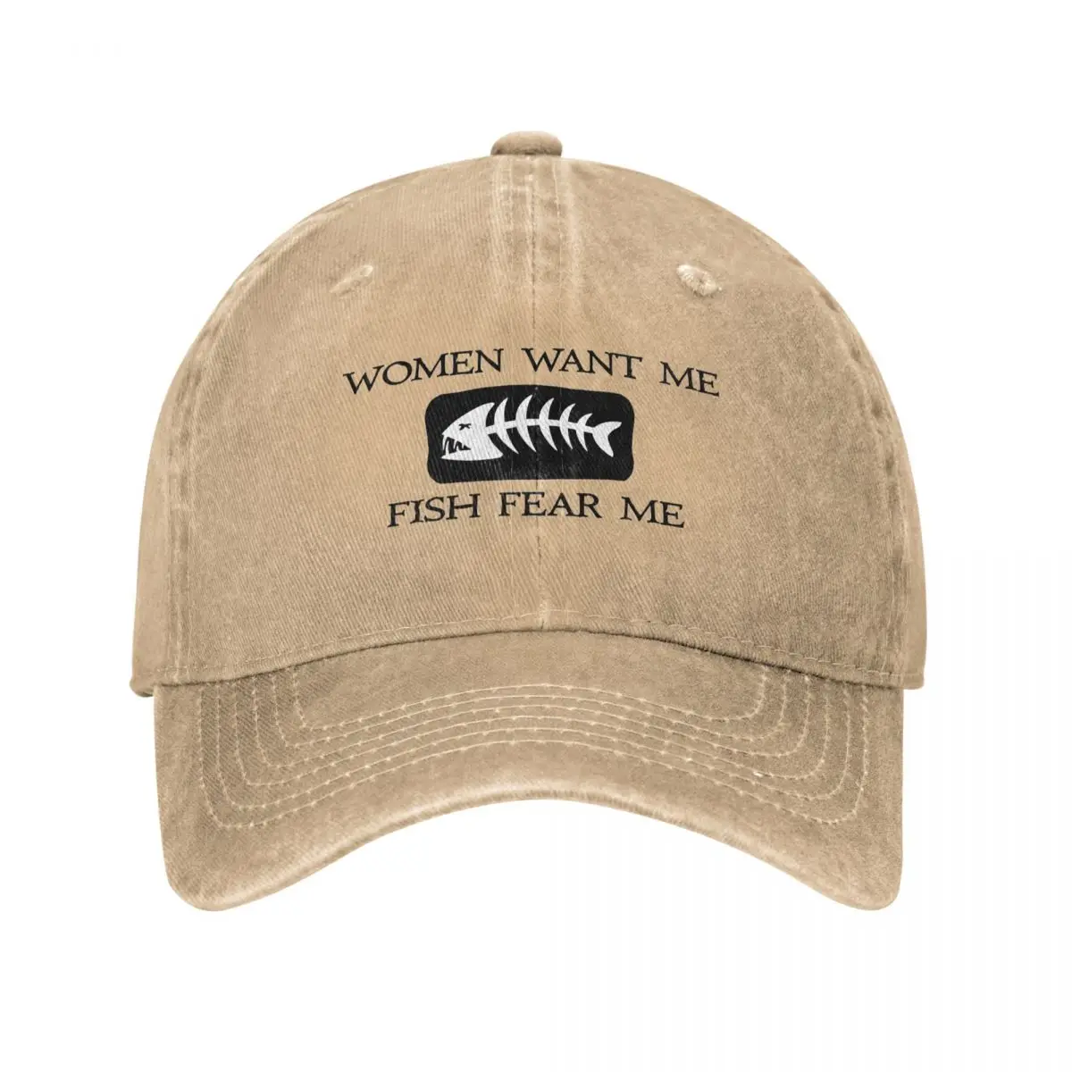 Women Want Me Fish Fear Me Unisex Baseball Cap Funny Saying Fishing Distressed Denim Caps Hat Vintage Outdoor Running Snapback