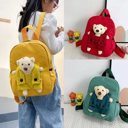 New Nylon Bear Doll Backpack Large-capacity Anti-theft Schoolbag Little Bear Lightweight Plush Bear Backpacks Unisex