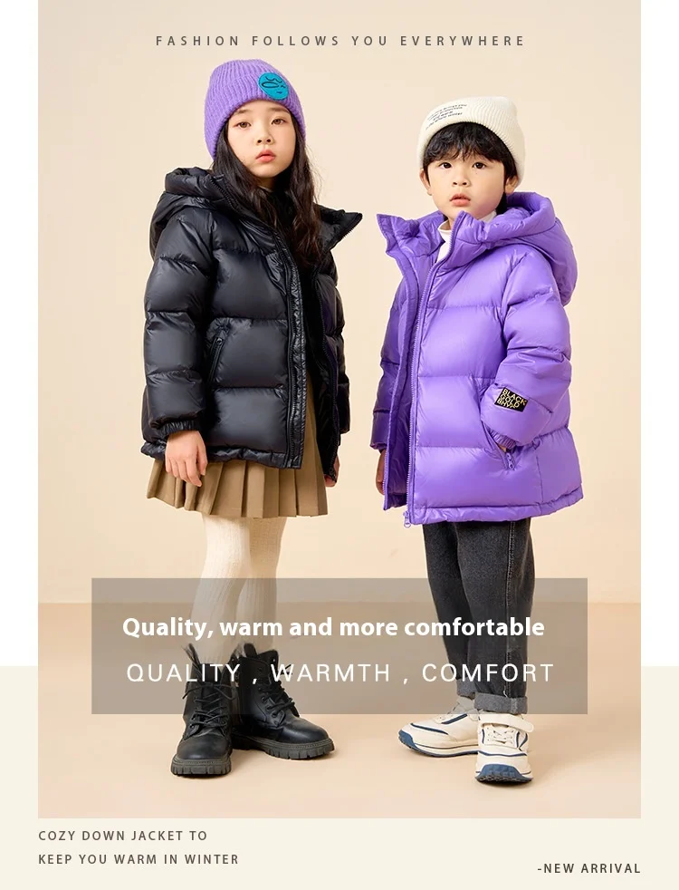 Herbst und Winter Neue Kinder-Daunenjacke Schwarz Gold Standard Eltern-Kind Weiße Entendaunen Verdickte Jacke für Jungen und Mädchen – Detail 6