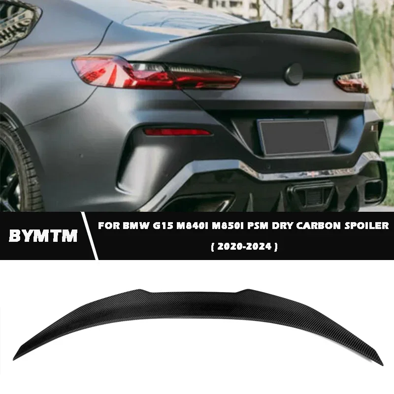 

car adaptations PSM Style Excellent Dry Carbon fiber Rear Trunk Lip Ducktail Spoiler Wing For BMW 8 Series G15 F92 M8 2020+