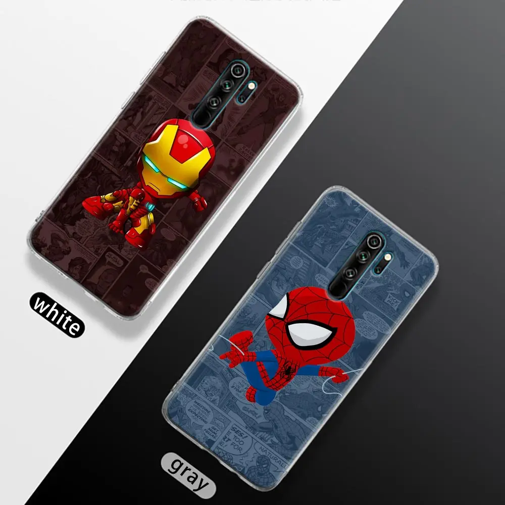 Homem-aranha capitão américa homem de ferro claro caso telefone para xiaomi redmi nota 8pro 11 10 9 8 pro 7 8a 10s 11 k40 pro macio bonito capa