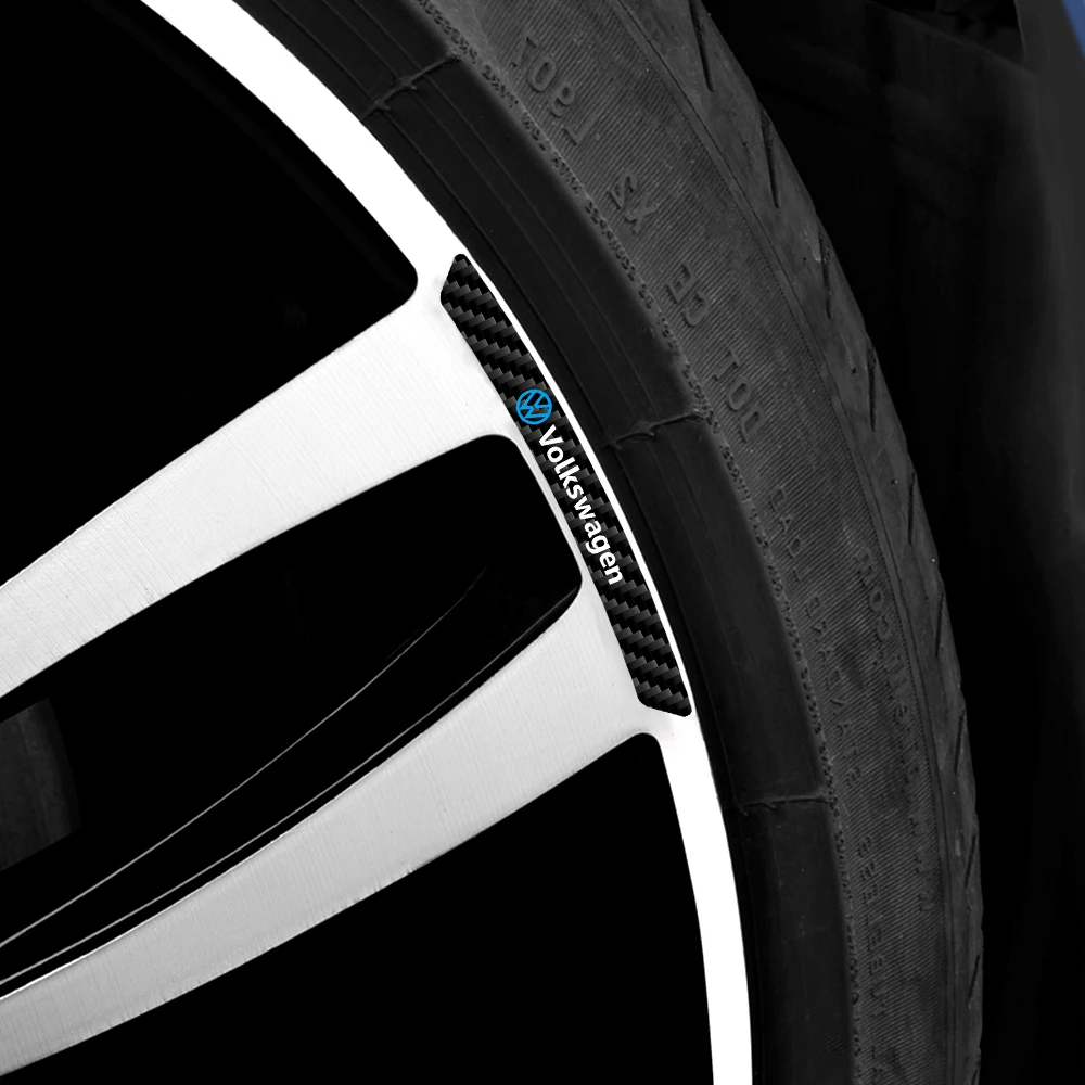 Carbon Fiber Car Tire Rim Emblem Sticker Decor Auto Accessorie For Volkswagen VW Golf 6 7 MK4 TSI GTD Touareg Passat Polo Jetta