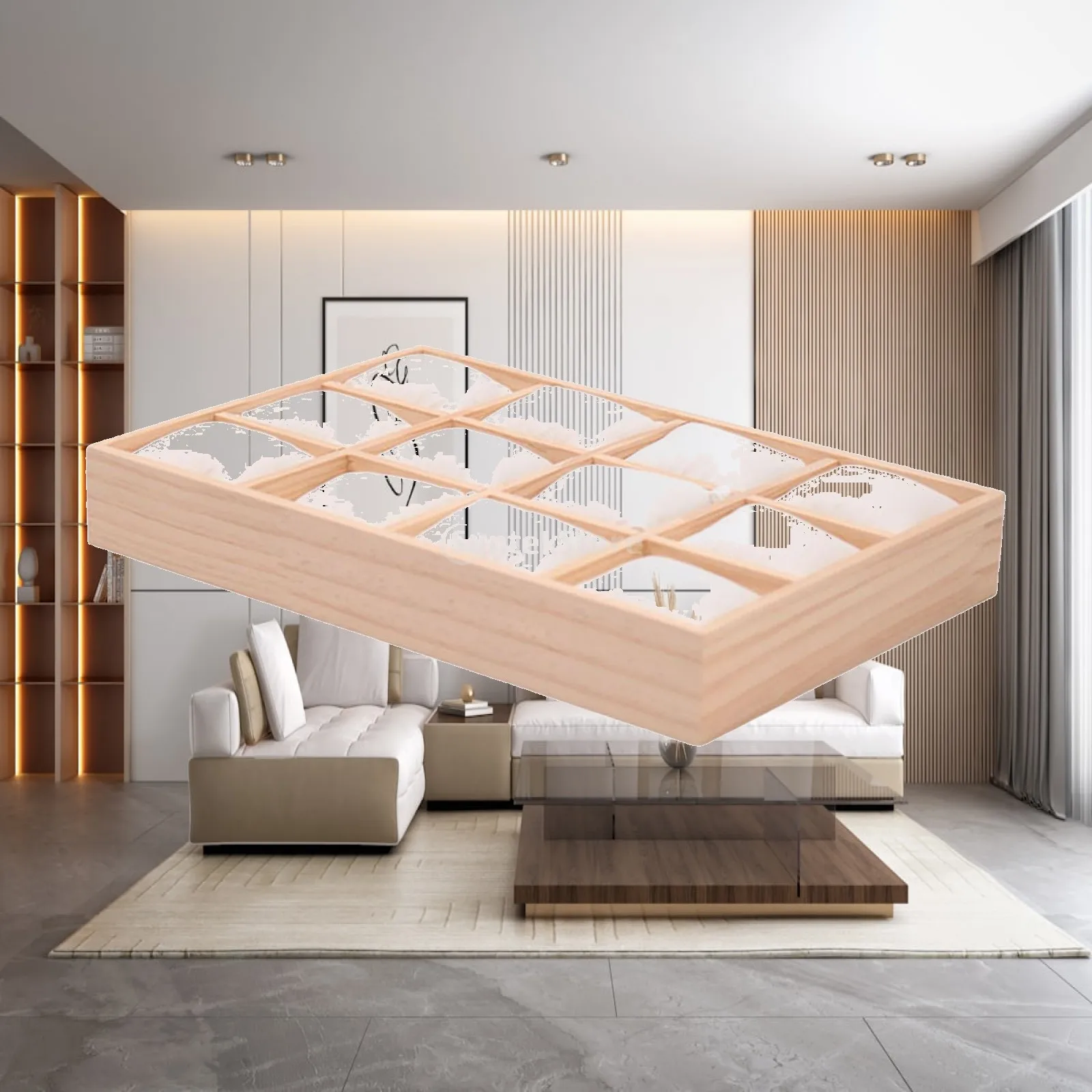 Jewelry Exhibition Wood Display Tray 12 Grid Watch Storage Box Velvet Organizer for Boutique Home