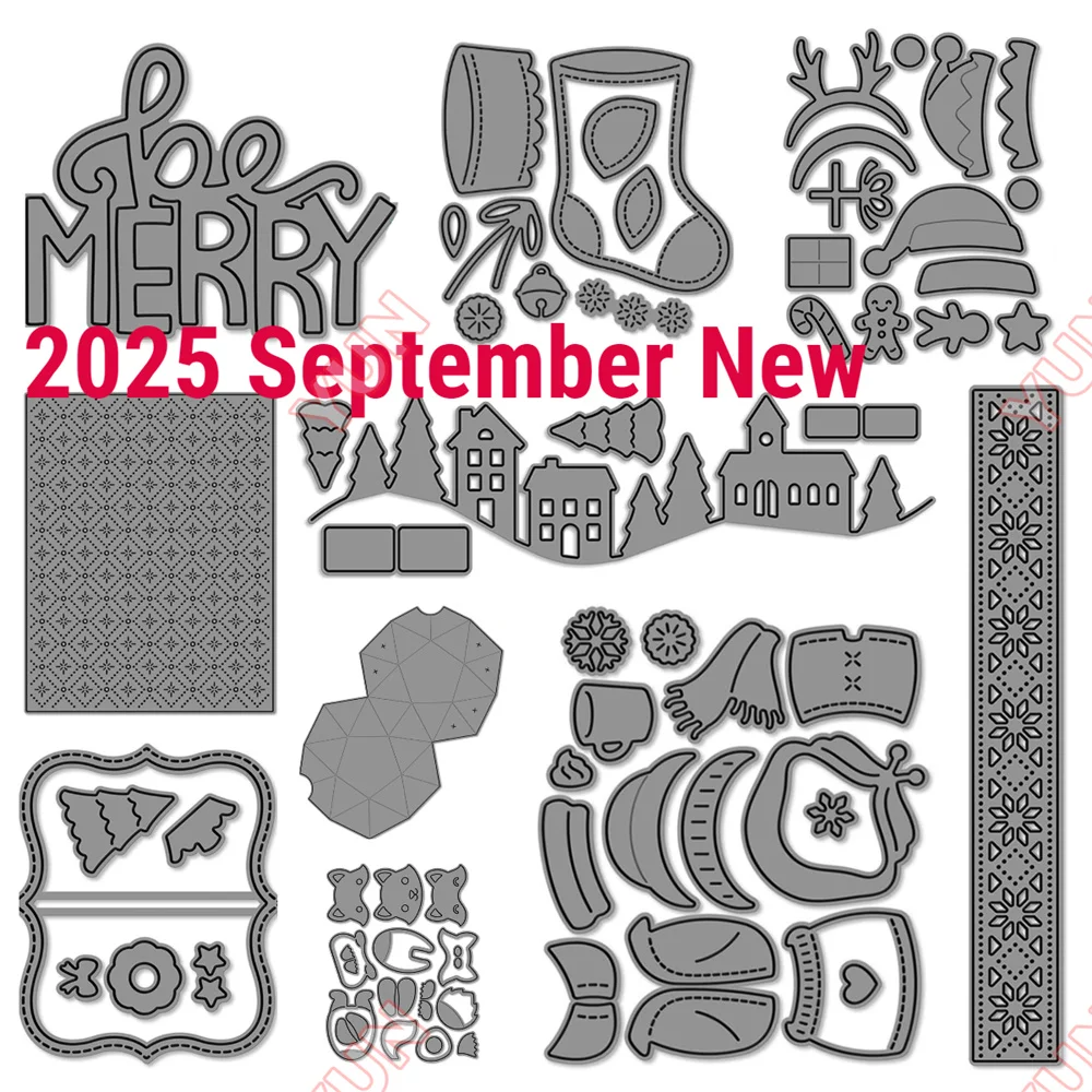 

New 2025 Christmas Critter Winter Accessories Dies Center Picture Window Card Holiday Add-On Dies DIY Scrapbooking Card Template