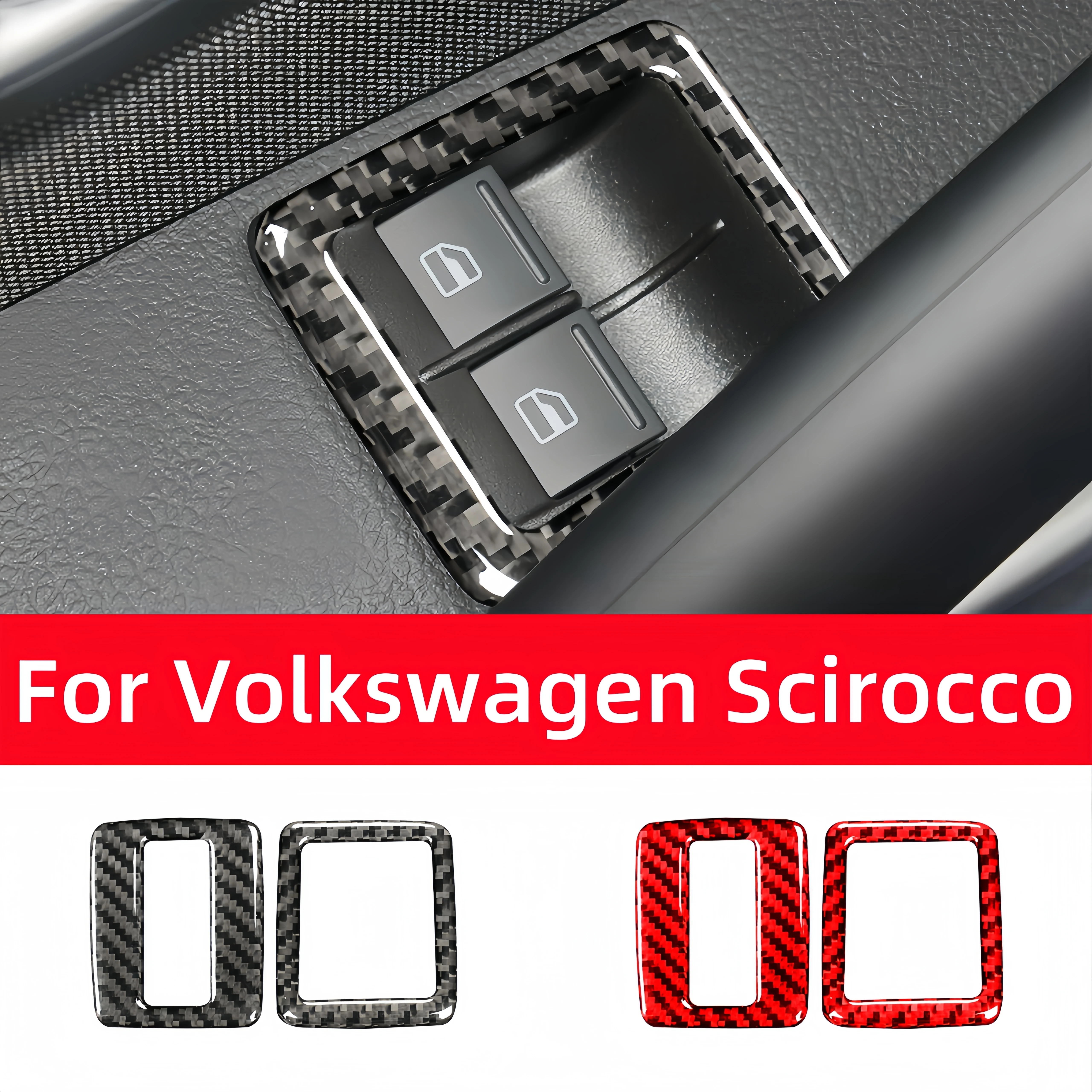 

For Volkswagen Scirocco R 2009-2016 Car Accessories Carbon Fiber Internal Stickers Window Control Button Decoration