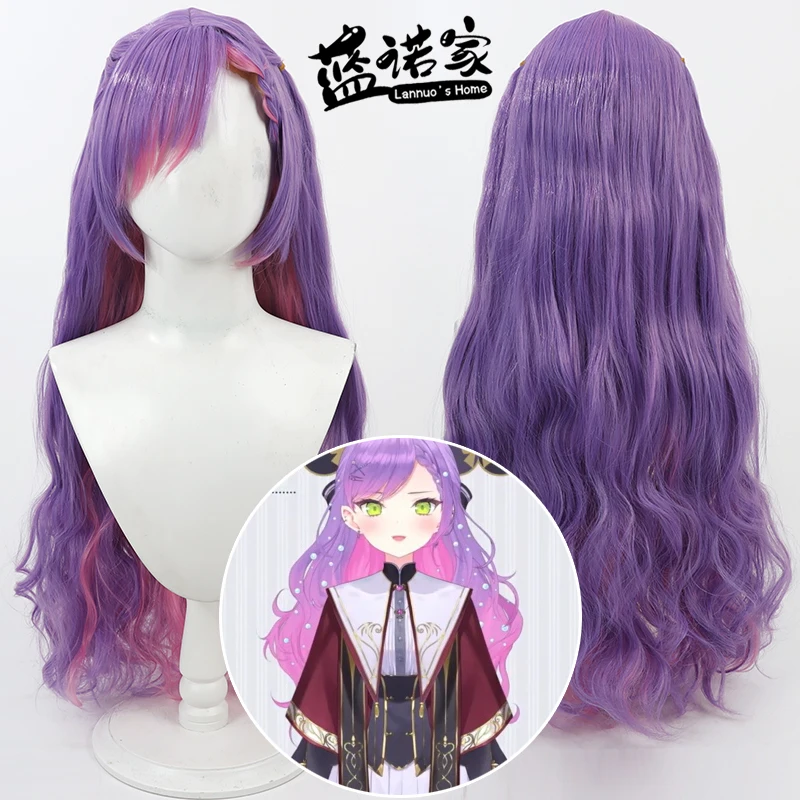 

Hololive Vtuber Tokoyami Towa Cos Cosplay Wig Halloween Carnival Party Props Synthetic Hair Heat Resistant Fiber + Wig Cap
