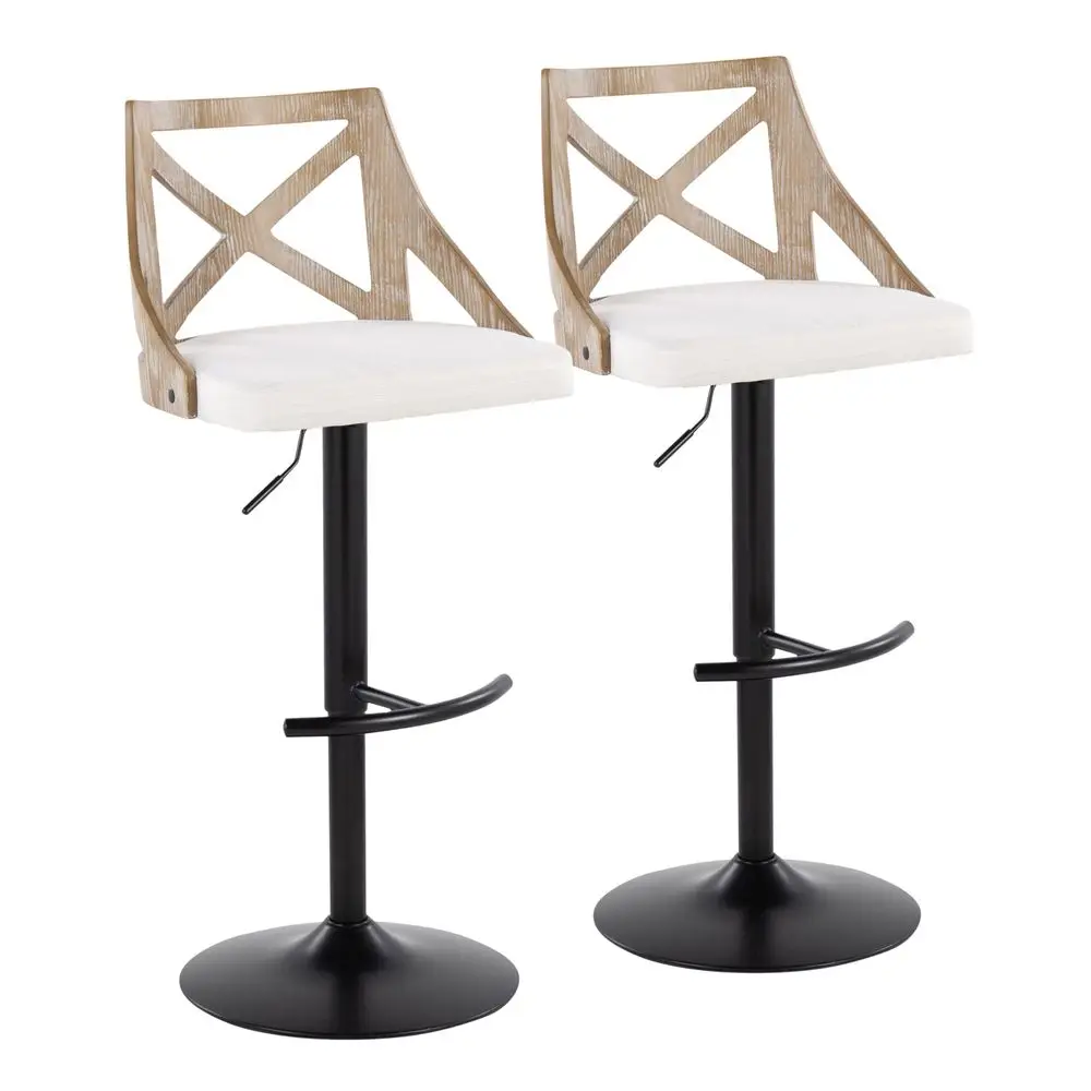 

Charlotte Adjustable Barstool Set of 2, Swivel Barstools, Farmhouse Stools for Kitchen Counter, Bar Height Chairs, Wood Bar Sto