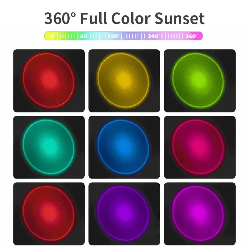 

Освещение настроения RGB Лампа заката Освещение для фотосъемки Регулируемая яркость Многоцветный меняющийся свет RGB Освещение