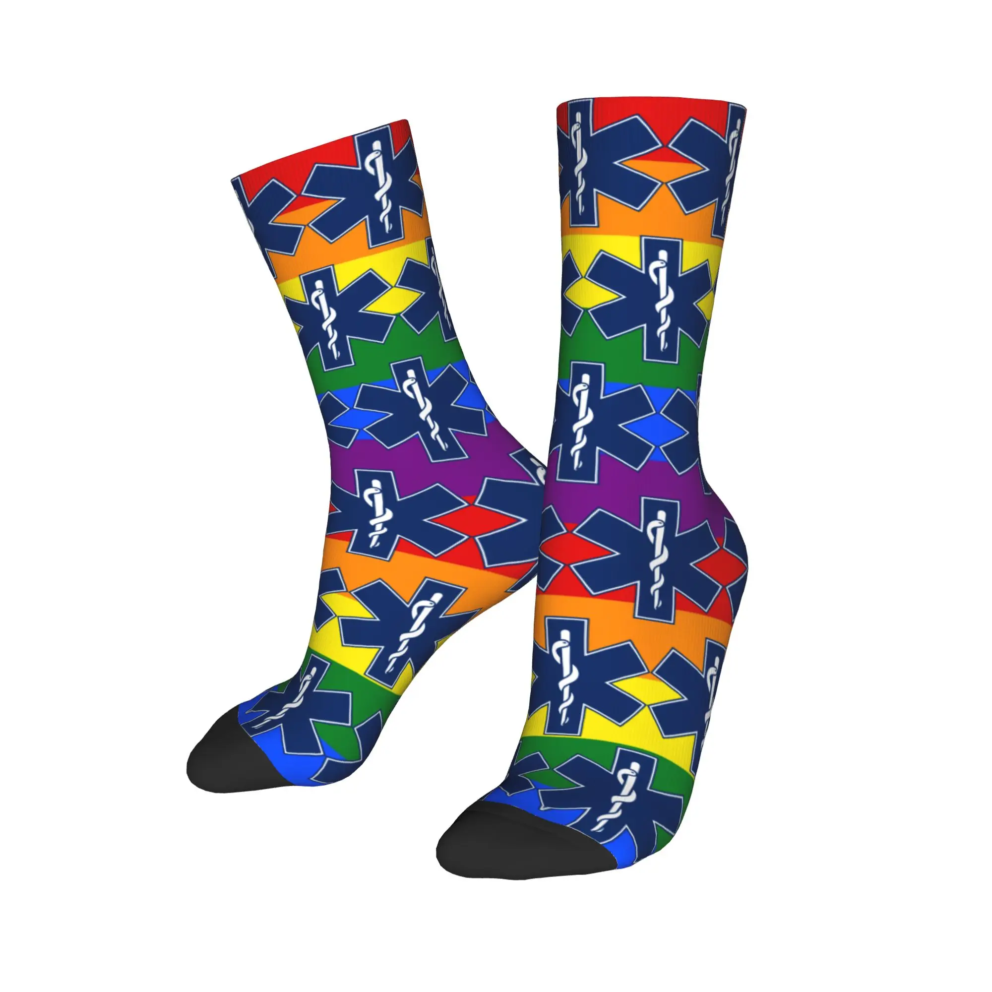 Personnalisé Gay Pride LGBT étoile de la vie arc-en-ciel drapeau robe chaussettes pour hommes femmes chaud drôle nouveauté LGBTQ lesbienne équipage chaussettes