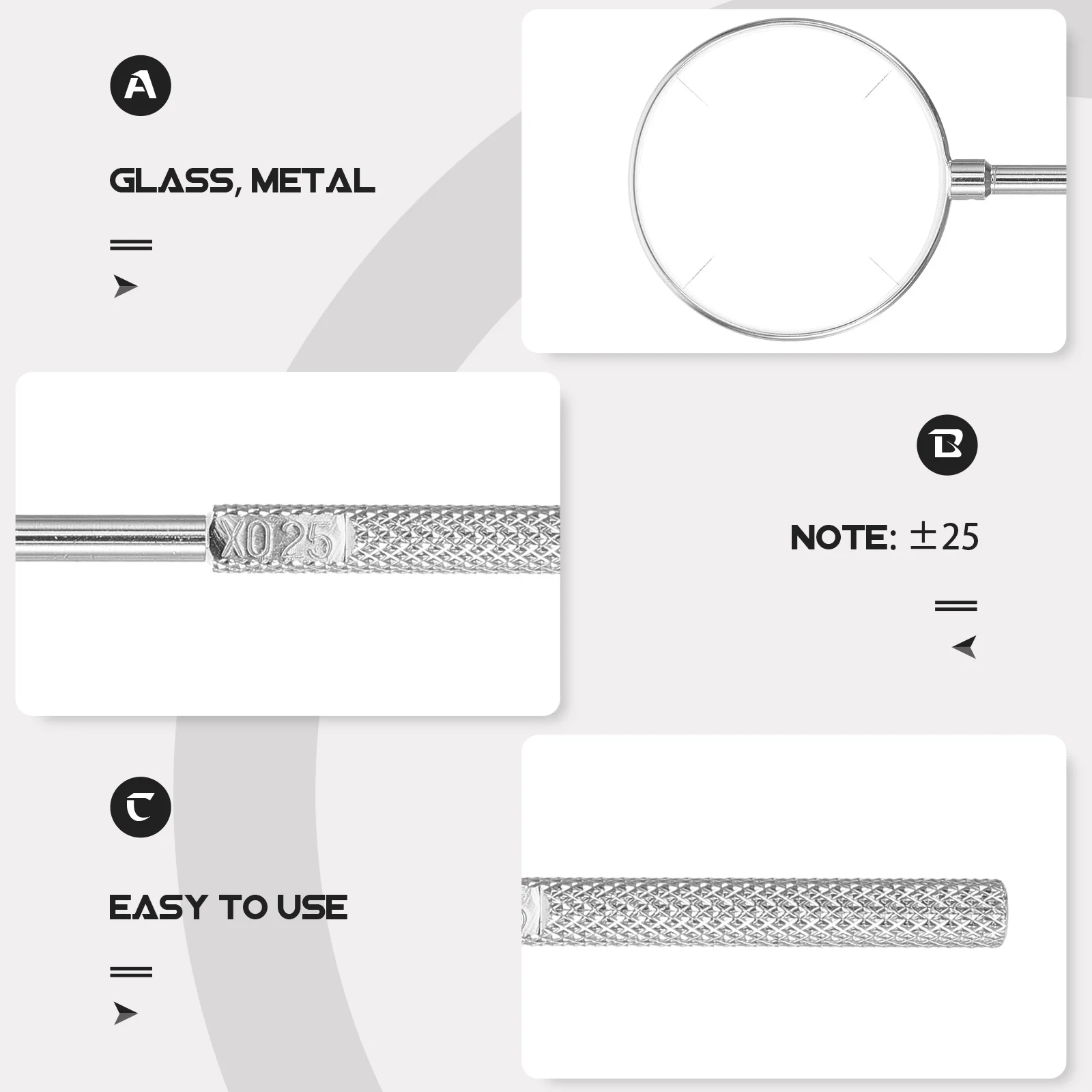 Optometry Tool Cross Cylinder Optical Lens High Testing Portable Handheld Metal for Optometrist