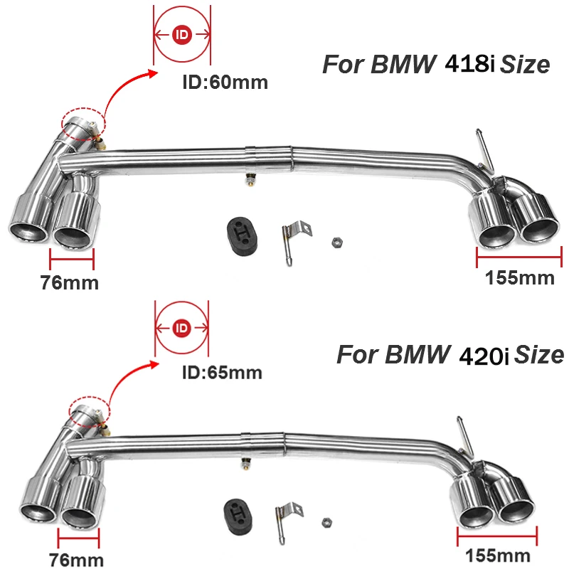 Quad Tailpipe Exhaust Tip For BMW F32 F33 418i 420i Petrol 304 Stainless Steel M Sport Style Diffuser Upgrade Muffler Nozzle view 4