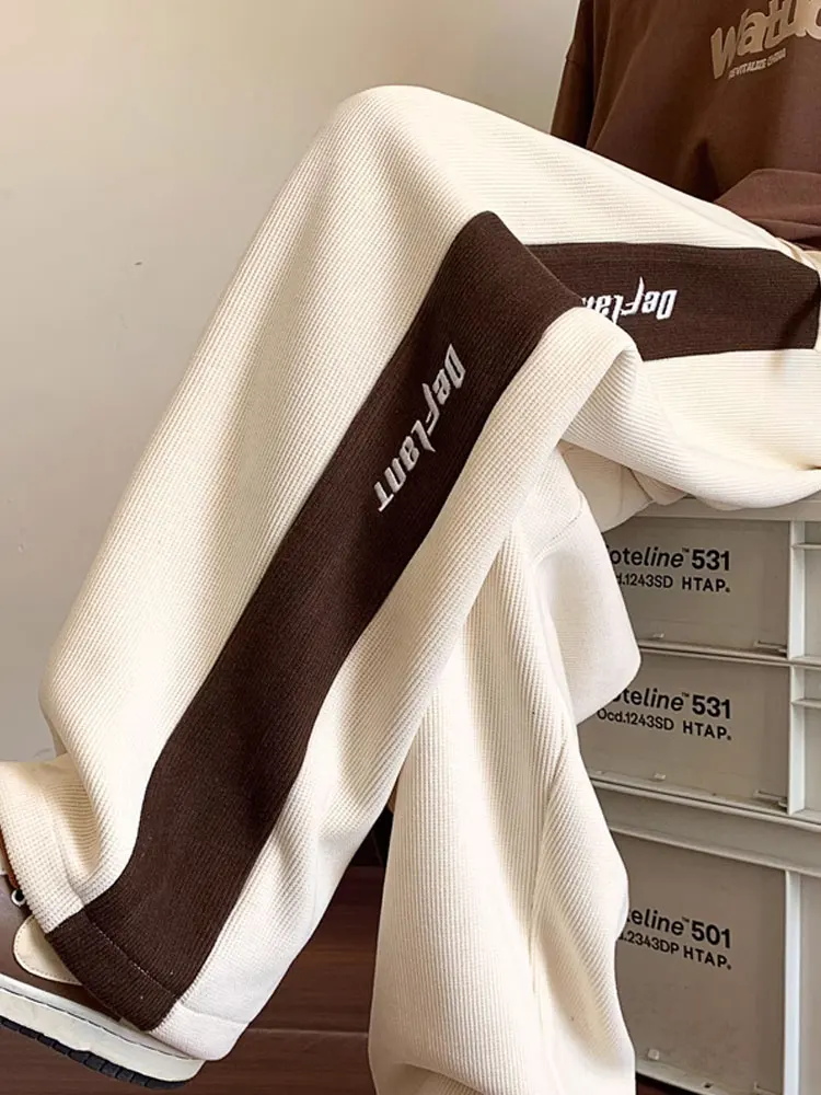 

Faionable Embroidered Corduroy Men's Sports Pants Hip Hop Loose Floor-Length Autumn Trendy Brand Casual Straight Leg Trousers