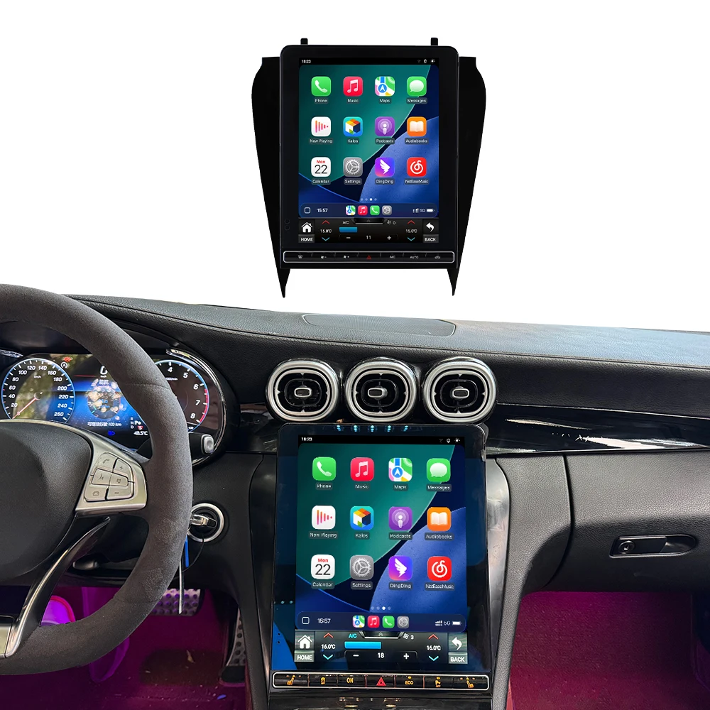 12.1 inch Vertical Screen Android 15 Carplay Multimedia Stereo For Mercedes Benz GLC C Class 2016 - 2022 Radio GPS Navi Receiver