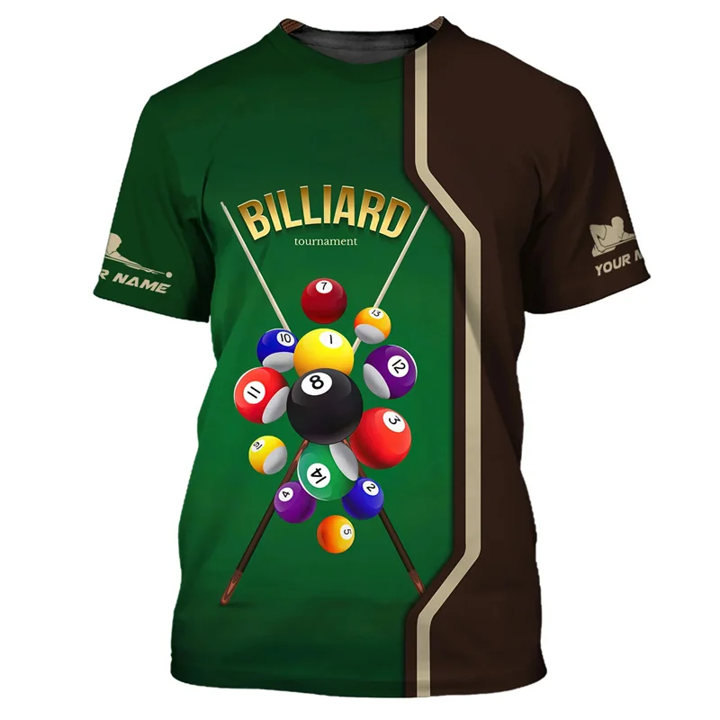 Billiard 3d Printed T Shirt For Men Fashion Loose Short Sleeves Tops Summer Tee Shirts Sports Game Billiards Graphic T-shirt