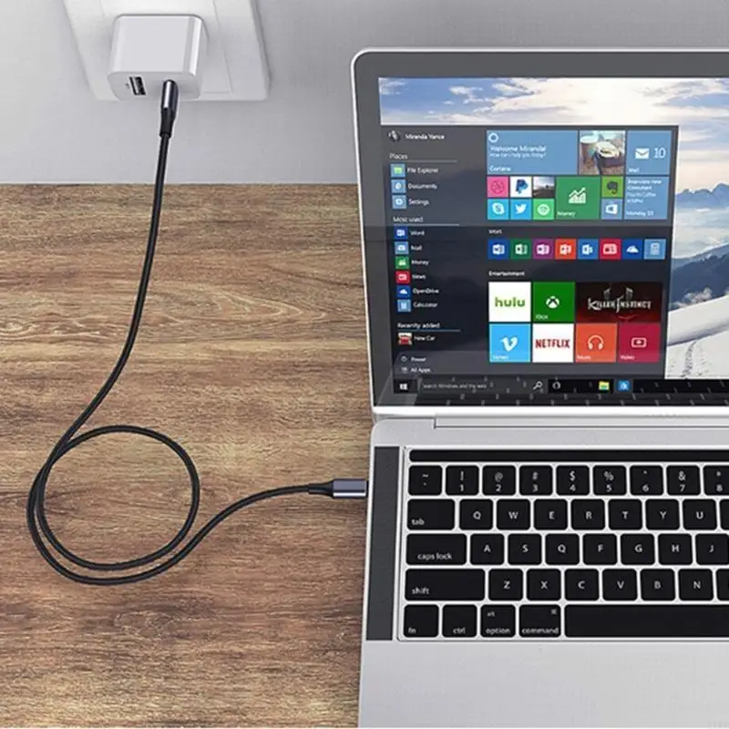 E1PF PD100W Type-C USB C 90 Degree Elbow Data Cable 100W 480Mbps Fast Charging Nylon